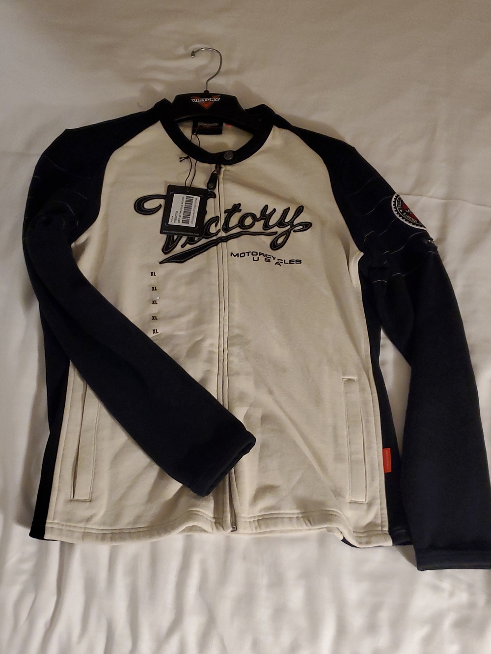 Victory Motorcycles Two-Tone Black & Cream Women's Zip Sweatshirt